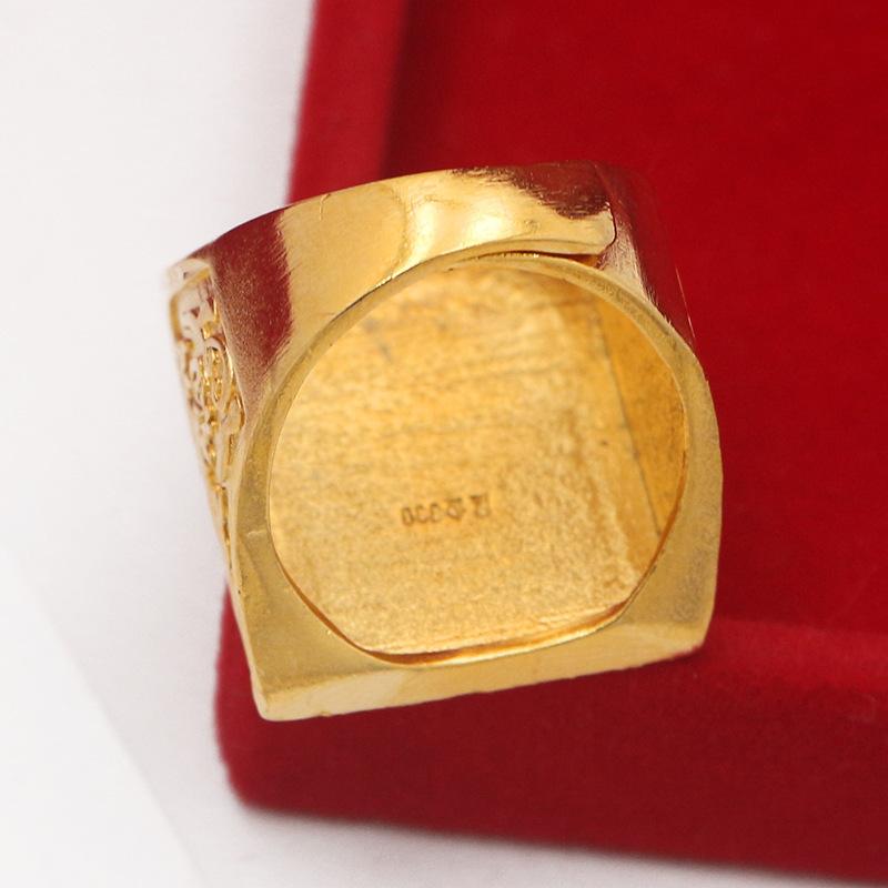 Gold Shop Same Style 9999 24K Real Gold Men'S Gold Ring With Adjustable Opening, Boss Style, Exquisite Luxury Jewelry
