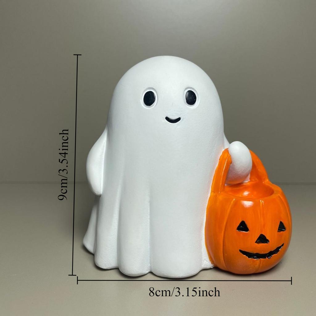 Cute Resin Smiling Decorative Pumpkin with Bag - Charming Halloween Statue Tabletop Ornament,Perfect for Spooky Autumn Decor