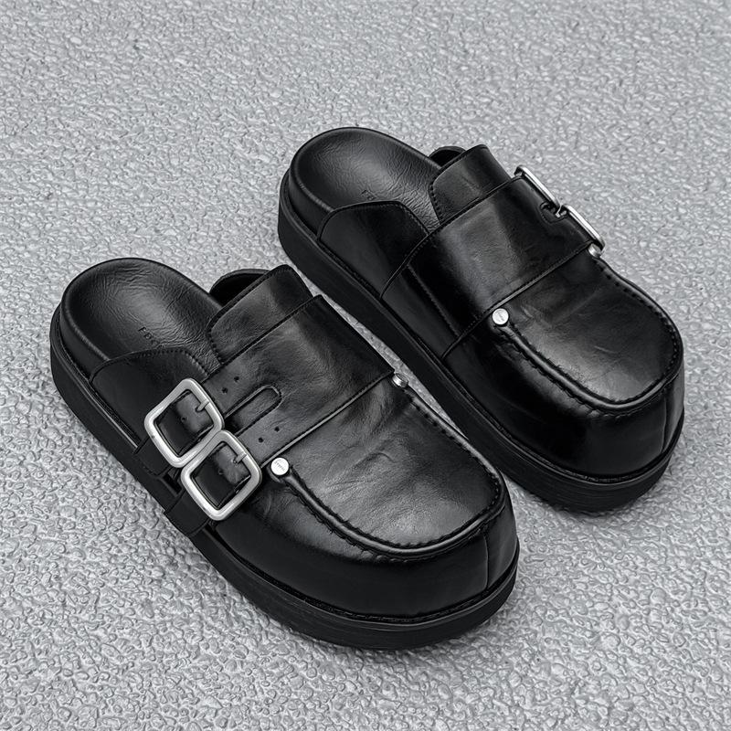 Baotou Half Slippers Big Toe Boken Shoes Men's and Women's Thick-soled Heightened Outer Wear Couple Slippers 20521-10521-J