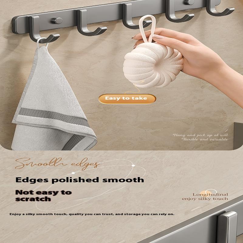 Space Aluminum Bathroom Hook No Drilling Strong Adhesive Coat Hook For Bathroom Kitchen Wall Mounted Clothes Hanger