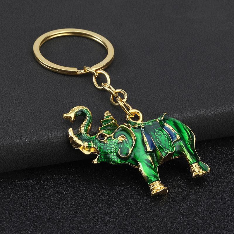 Elephant Keychain Vintage Creative Colorful Animal Pendant for Car Bag Decoration Cute Girls Accessory