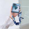 PU Leather & Pearl Scarf Wrist Chain Strap Bracelet Phone Case for Samsung Galaxy Z Flip 7 FE 6 5 4 3 Hinge ProtectionCover