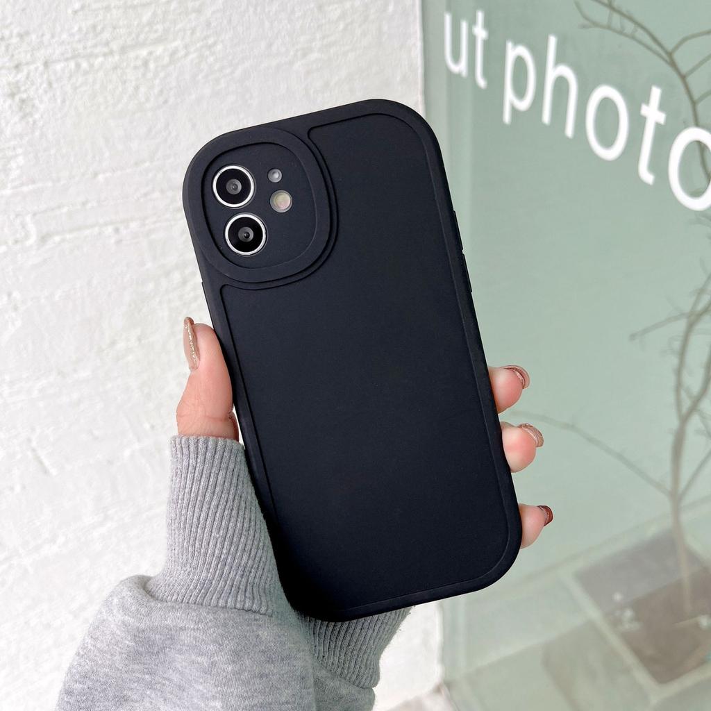 Lammleder Materialhülle für IPhone 16 Big Eyes Mattierte Gerillte Leder Handyhülle für IPhone 13 Schutzhülle