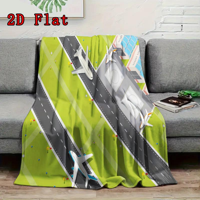 Airports and Airplanes 2D Flat Pattern Flannel Blanket High Quality All Seasons Warmth and Comfort Perfect for Christmas Gifts.MMT0918314