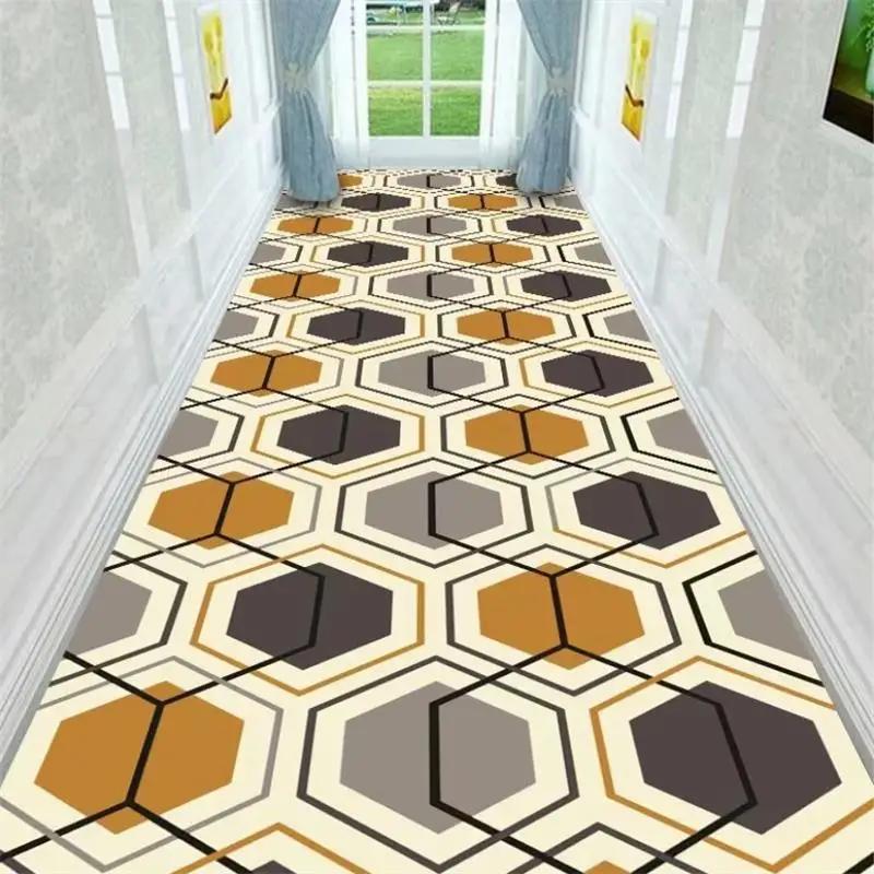 Nordic Style Living Room Area Rug Corridor Hallway Carpet Abstract Geometric Bedroom Rugs Kitchen Mat Crystal Velvet Doormat
