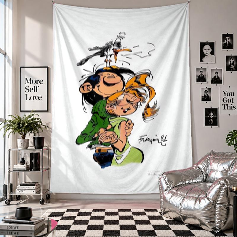 Wall TapestryGaston Lagaffe Art Hanging Cloth Decorative Background Cover for Room Decoration