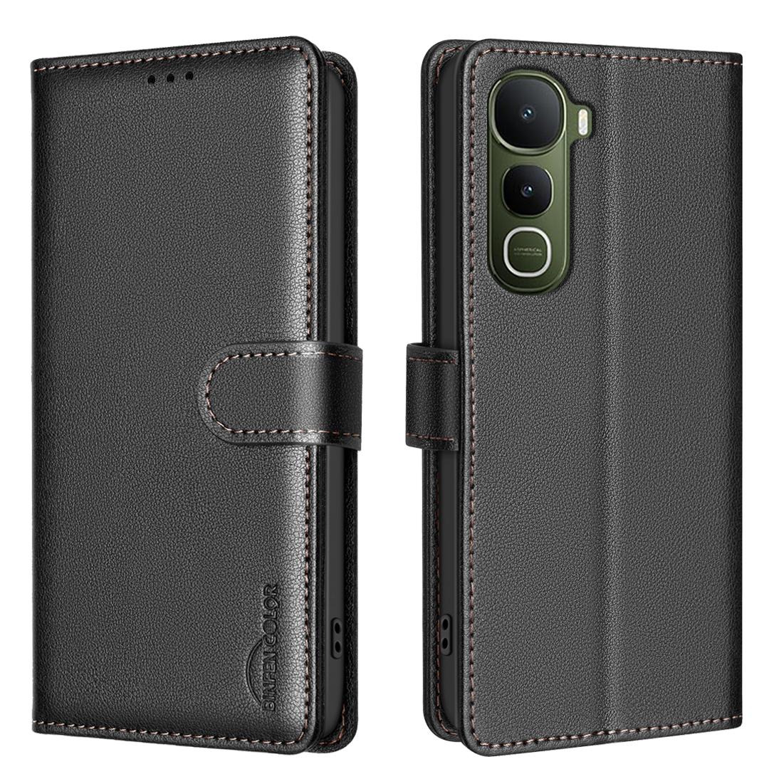 

For vivo Y400 5G Leather Case BINFEN COLOR BF32 Wallet RFID Blocking Phone Cover