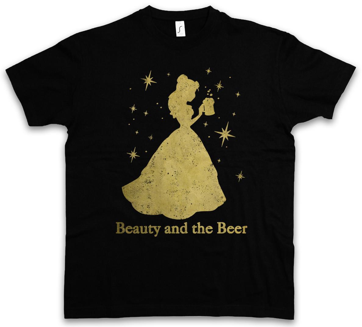 Beauty and the Beer T-Shirt Mens Womens Tees Top Fun Alcohol Drunk intoxicated Party drunken Hangover S