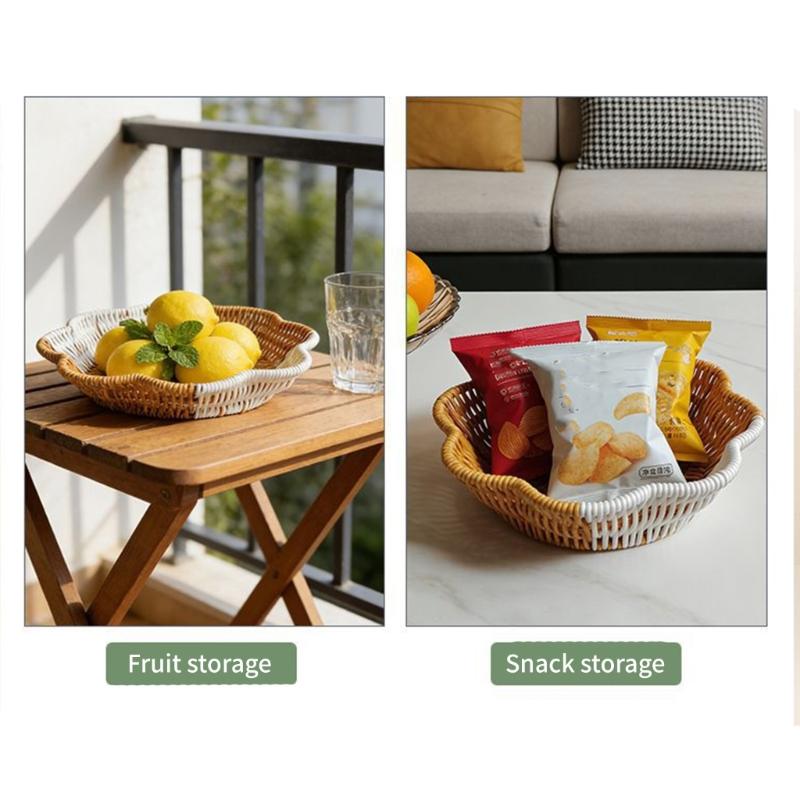 Elegant Double Tone Wicker Style Fruit Tray For Dessert And Snacks Durable PP Materials Holders With Multiple Compartments