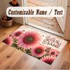 Floral Garden Theme Soft Crystal Velvet Rug Custom Name & Text Print Non Slip Floor Rug for Bedroom Living Room