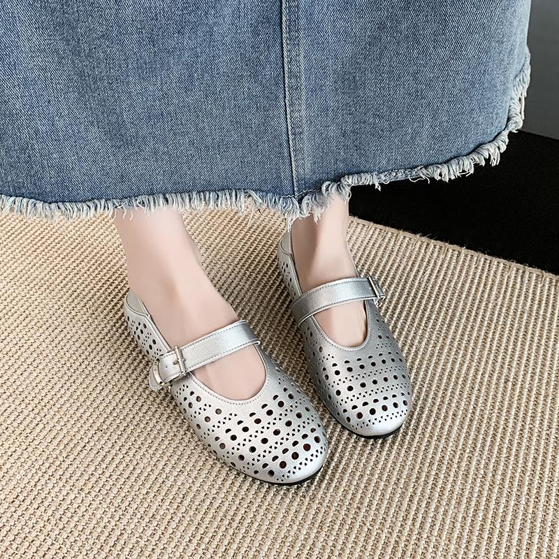 Fashion Women Mesh Loafers Shoes Fashion Chunky Hollow Shoes Shallow Women's Sandals 2025 Summer Low Heels Shoes Zapatillas De Mujer