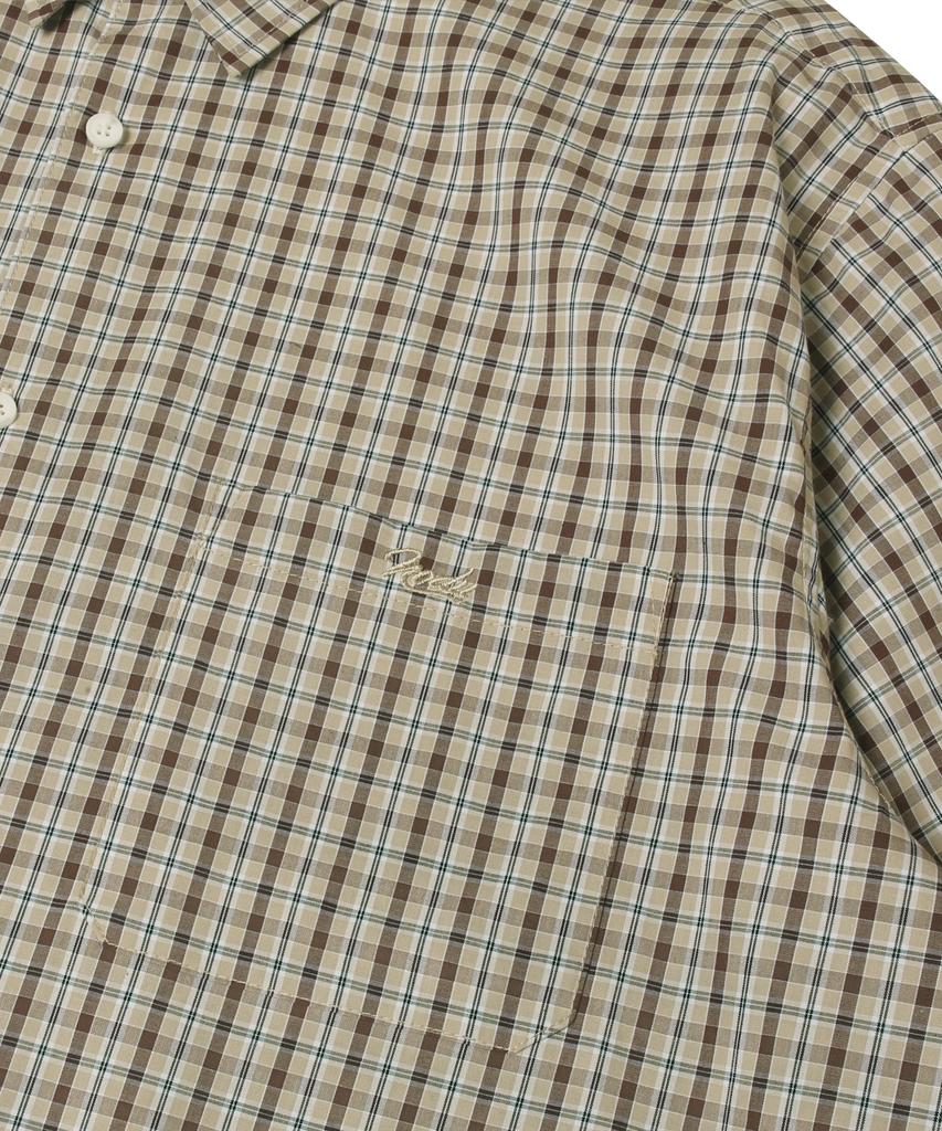 NODU Check Boxy Half Street Shirt [Beige]