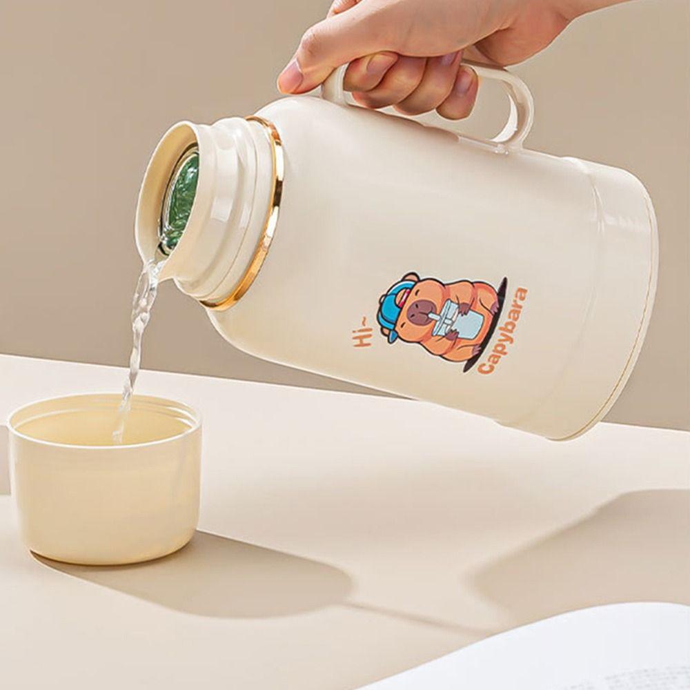 1000ML Capybara Thermos Water Cup Large Capacity Hot Water Dispenser  Outdoor Sports