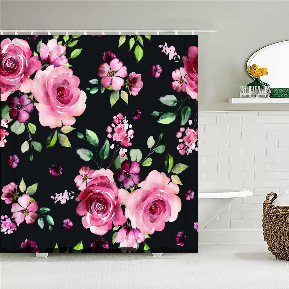 Kolorowy Tulipan Kwiaty Róży Drzewa Zasłona prysznicowa Zasłony Łazienkowe Natura Kwiat Wodoodporna Tkanina Polieste Wanna Wystrój Domu