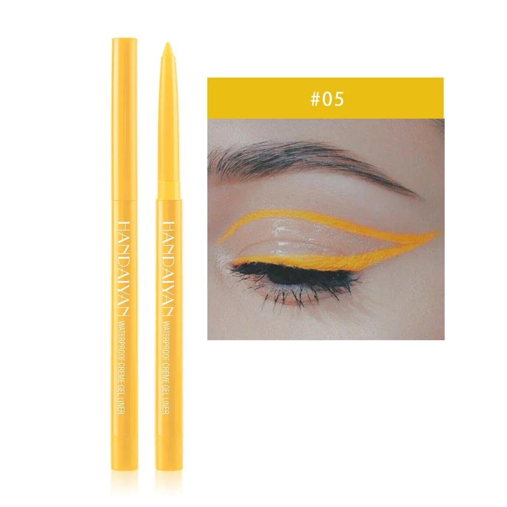 HANDAIYAN Matte Colorful Eye Liner Pen Cream Lasting Eyeliner Gel Pencils Option Easy To Wear Cosmetics White Yellow Blue Purple
