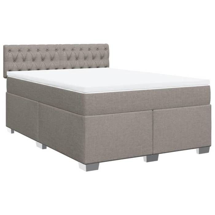 VidaXL Slat Bed Base with Mattress Taupe 140x200 Cm Fabric 3285922