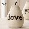 Decorative Table Ornaments Love/You/Mom Pear Sculpture, Resin Figurine, Vintage Style Living Room Accent Pieces Mother Birthday Ornament for