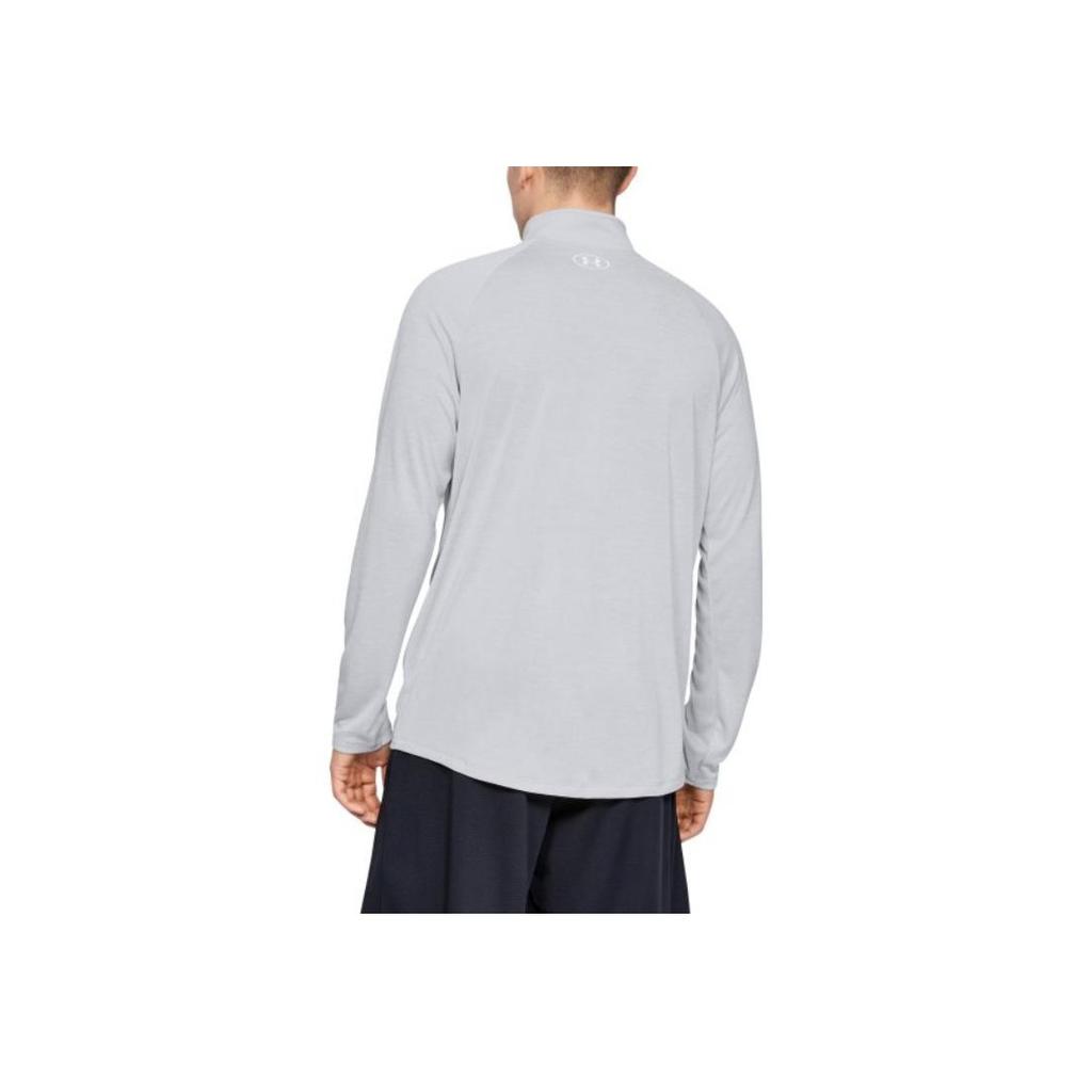 Under Armour Solid Logo Print Stand Collar Half Zip Retro Shoulder T-Shirt Men Tops White 1328495-014