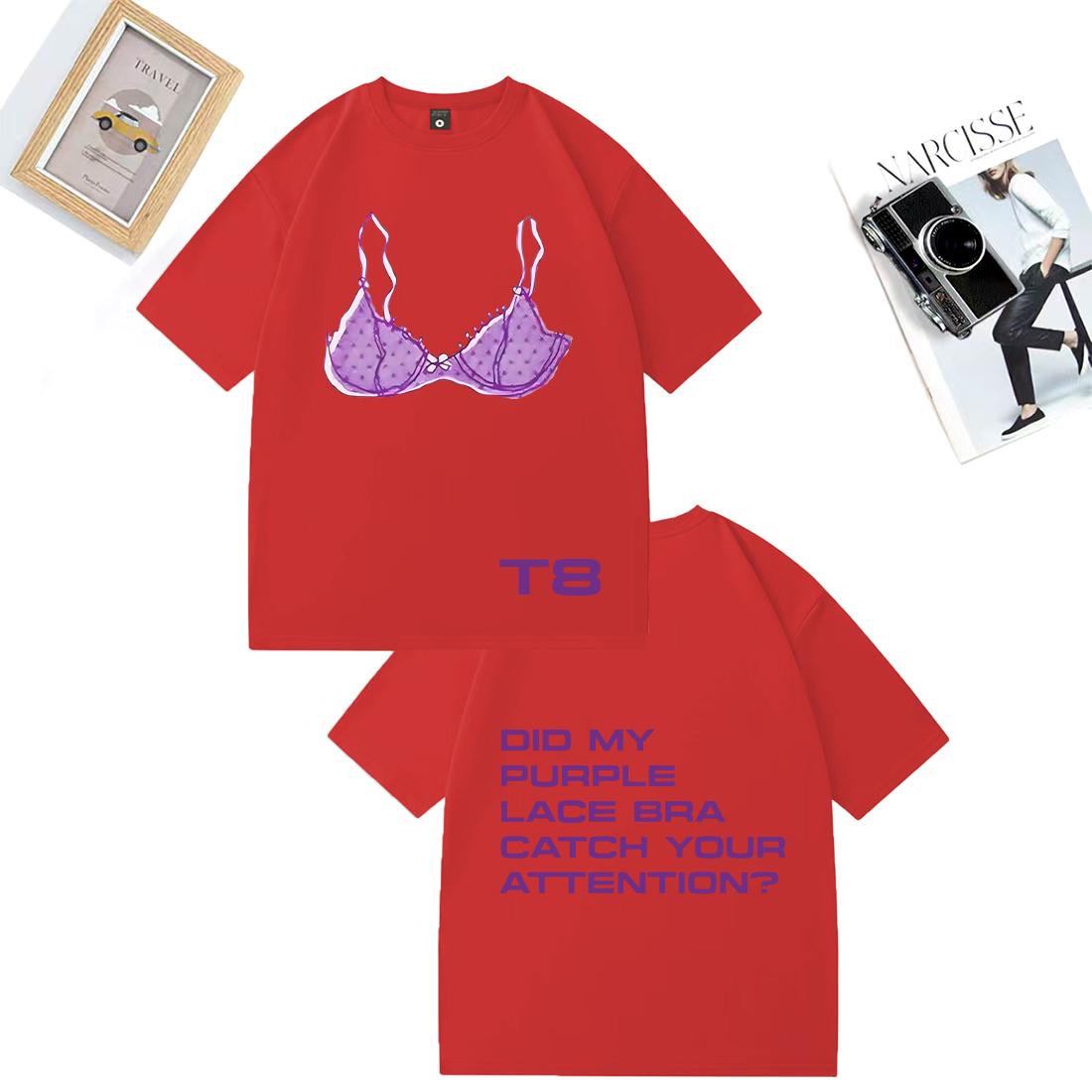 

Tate McRae Purple Lace Bra So Close To What print T Shirt Men Woman s vintage Oversized 100% Cotton Summer Unisex plus size Tops M
