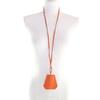 Great HERMES Necklace Margiela-era large clochette with key ring Orange leather Used