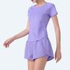 Sports and Leisure Yoga Suit, Moisture Wicking and Anti-light Fake Two-piece Shorts, Short-sleeved Sports Suit, New In Summer