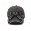 Korean Fashion Denim Bow Baseball Cap, Washed Vintage Women’s Sun Hat, Casual Soft Brim Duckbill Cap for Streetwear