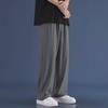 2024 Spring Men's Ice Silk Wide-Leg Sweatpants: Solid Color, Lightweight, Straight-Fit
