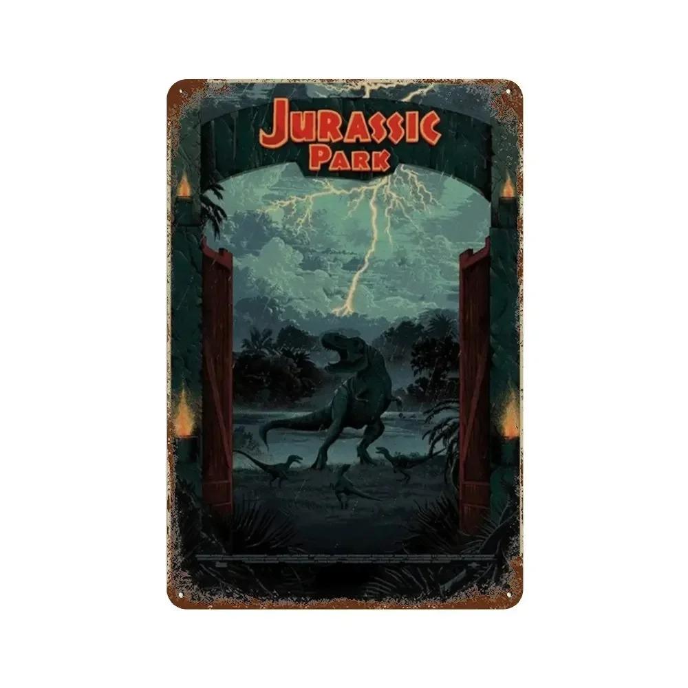 Jurassic Park Dinosaur Science Fiction Movie Sign Decor Metal Plate Poster Vintage Tin Sign Garage Man Cave Plaque Decoration