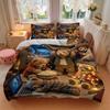 3-teiliges Anime-Teddybär-Bettwäscheset - Enthält einen Bettbezug und zwei Kissenbezüge (Kein Kern) - Perfekt für Schlafzimmer- und Gästezimmerdekoration,