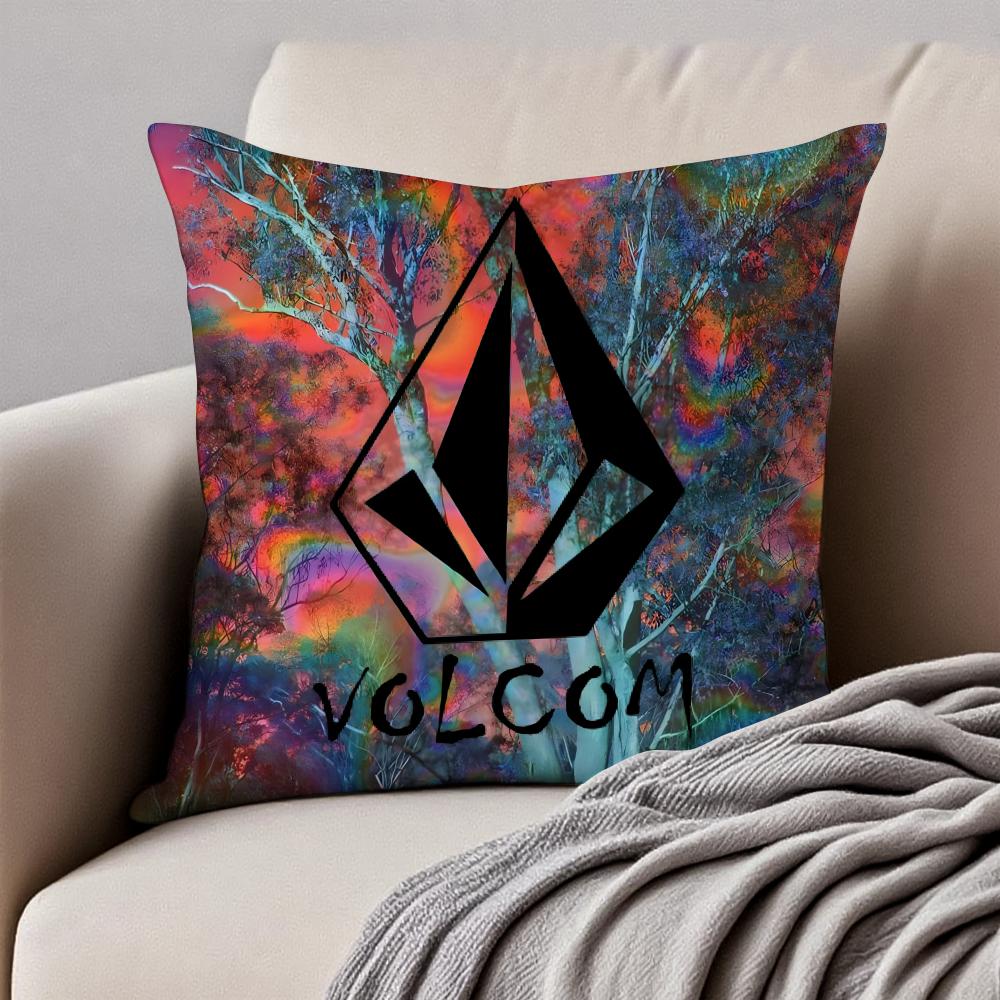 Cool VVolcomS Logo Cushion Cover Pillowcase Antidustmite Invisible Zipper Short Plush Sofa Cushion