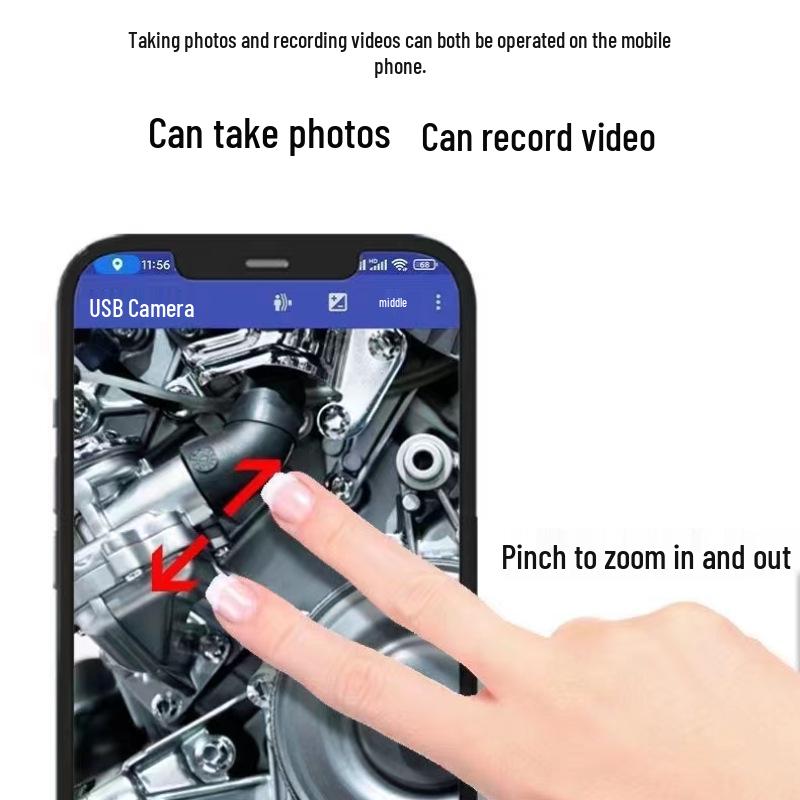3-in-1 HD Endoscope 7mm Mobile Phone Probe Car Repair Borescope