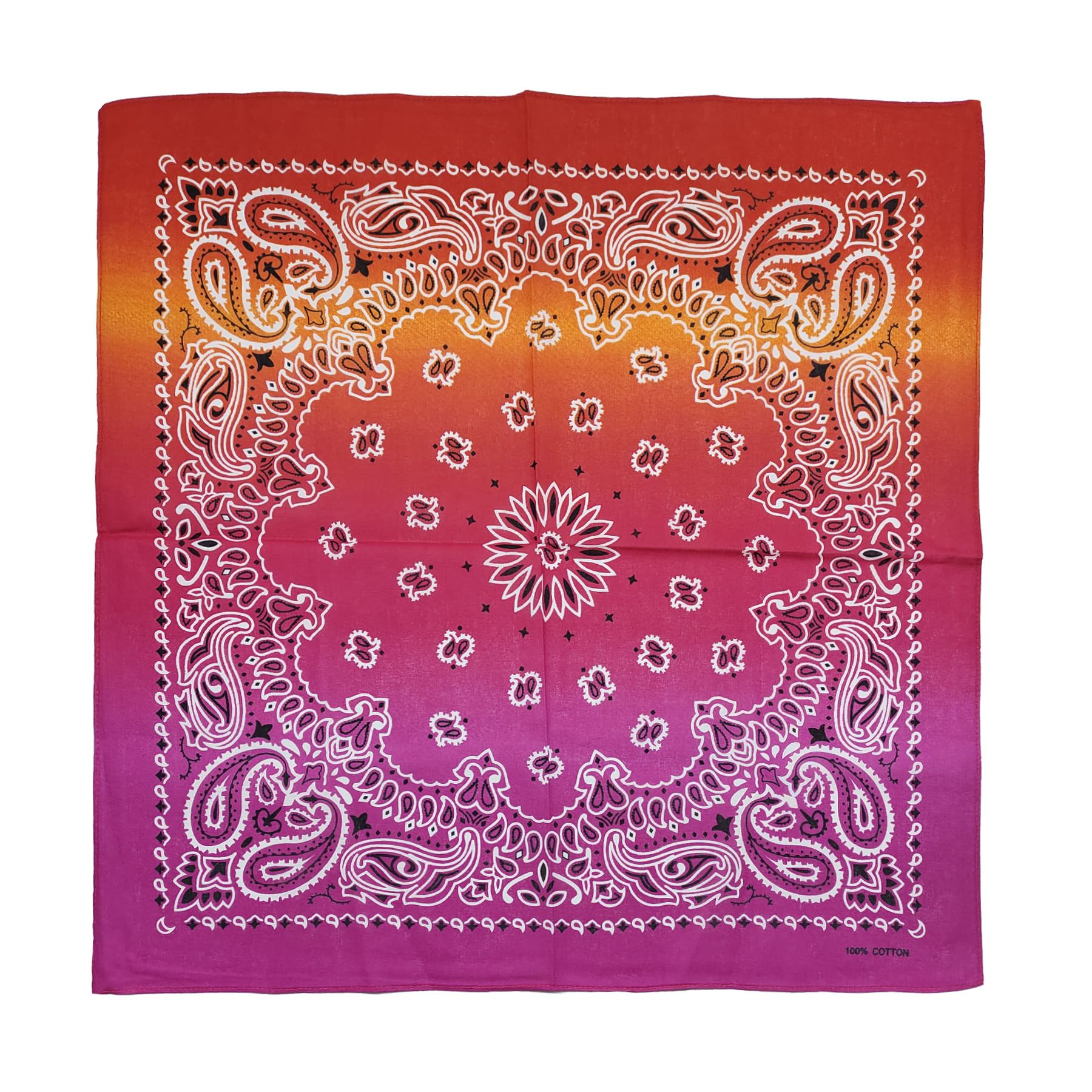 

kakatrend Bandana Paisley 100% Cotton Gradation Adult Stylish Handkerchief Cotton Bandana Unisex Durag Large 55cm x 55cm