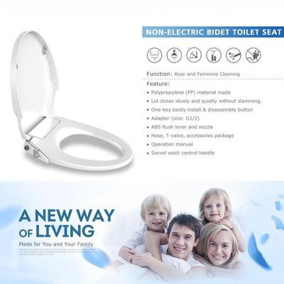 Soft Closing Dual Nozzle Manual Control Bidet Seat Home Universal Toilet Seat Lid Non-Electric Bidet Toilet Seat Cover