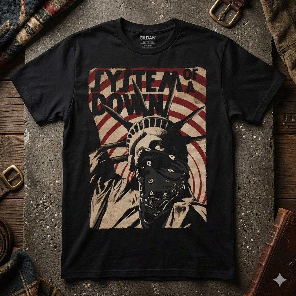 System of a Down Liberty Bandit Mens T Shirt New Black Rock Band Tee Free Ship