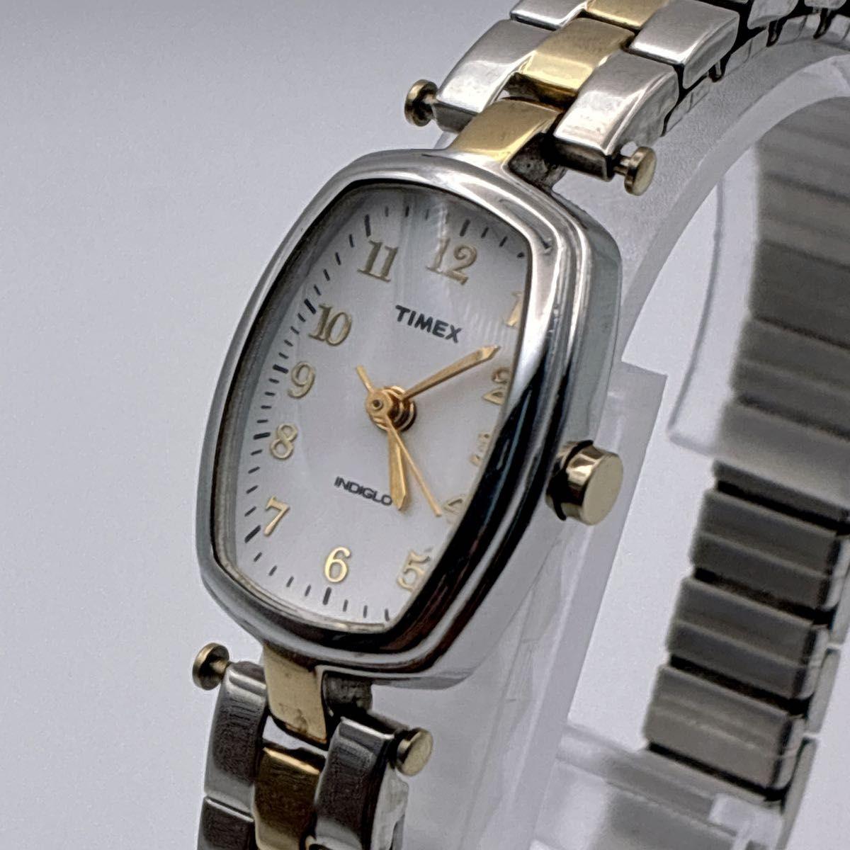 TIMEX INDIGLO ladies watch in working condition combination color silver gold quartz tonneau type