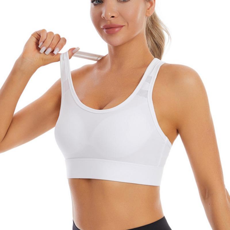 One-piece Fixed Cup High-strength Shockproof Gathered Sports Bra for Women Thin Style Beautiful Back Sports Bra