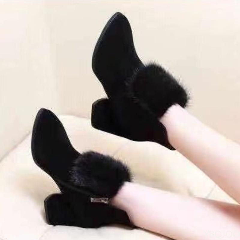 Thick High-heeled Temperament Snow Boots Fashionable Pointed Winter New Style Simple Comfortable Versatile Women's Shoes