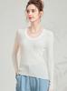 Mulberry Silk & Wool Slim-fit Long-sleeve Knit Top - Women's Versatile Early Autumn Style