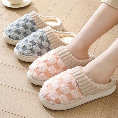 Paar Hausschuhe Indoor Fluff Winter Warme Plüsch Hausschuhe Männer Frauen Weichen Innenboden Flache Hause Rutschfeste Schuhe