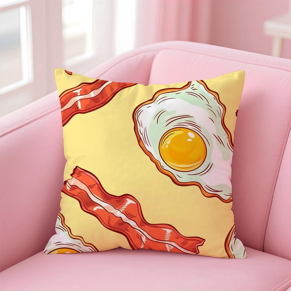Modische Food Art Muster Kissenbezug Kissenhülle Weicher Freundlicher Stoff Verdeckter Reißverschluss