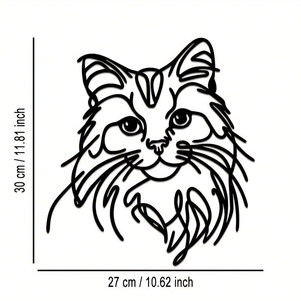 Metal Cat Wire Wall Art Minimalist Home Decor for Living Room Bedroom Garden Durable Indoor Outdoor Hanging Ornament