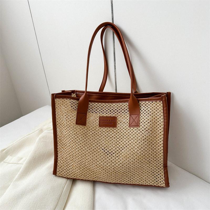 Trendy Summer Street Style Handbag Chic Hollow Out Woven Bucket Bag For Women
