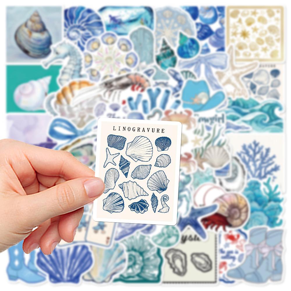 10/30/50/100pcs Cute INS Style Cartoon Blue Pink Coast Aesthetic Stickers DIY Laptop Notebook Suitcase Decoration Sticker Decals