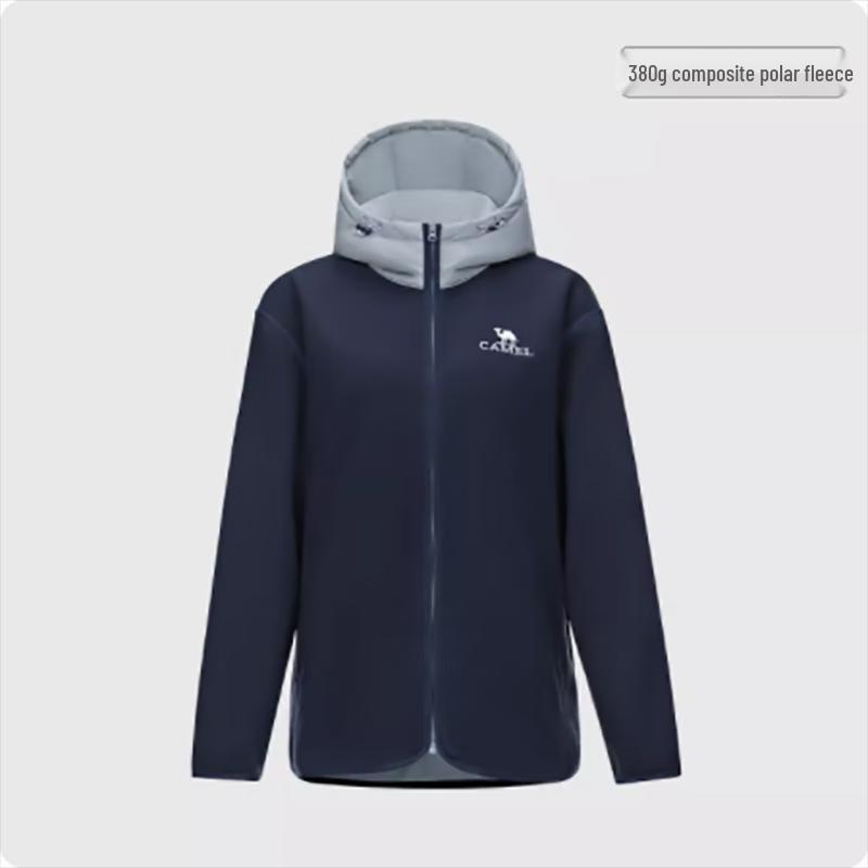 Camel Couple s Open-Front Hooded Fleece Jacket M