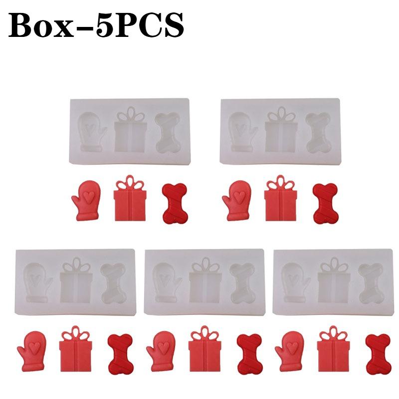 1-20PCSChristmas Gift Box Silicone Mold DIY Scented Candle Chocolate Fondant Cake Baking Mold for Gloves Bones Crafting Supplies