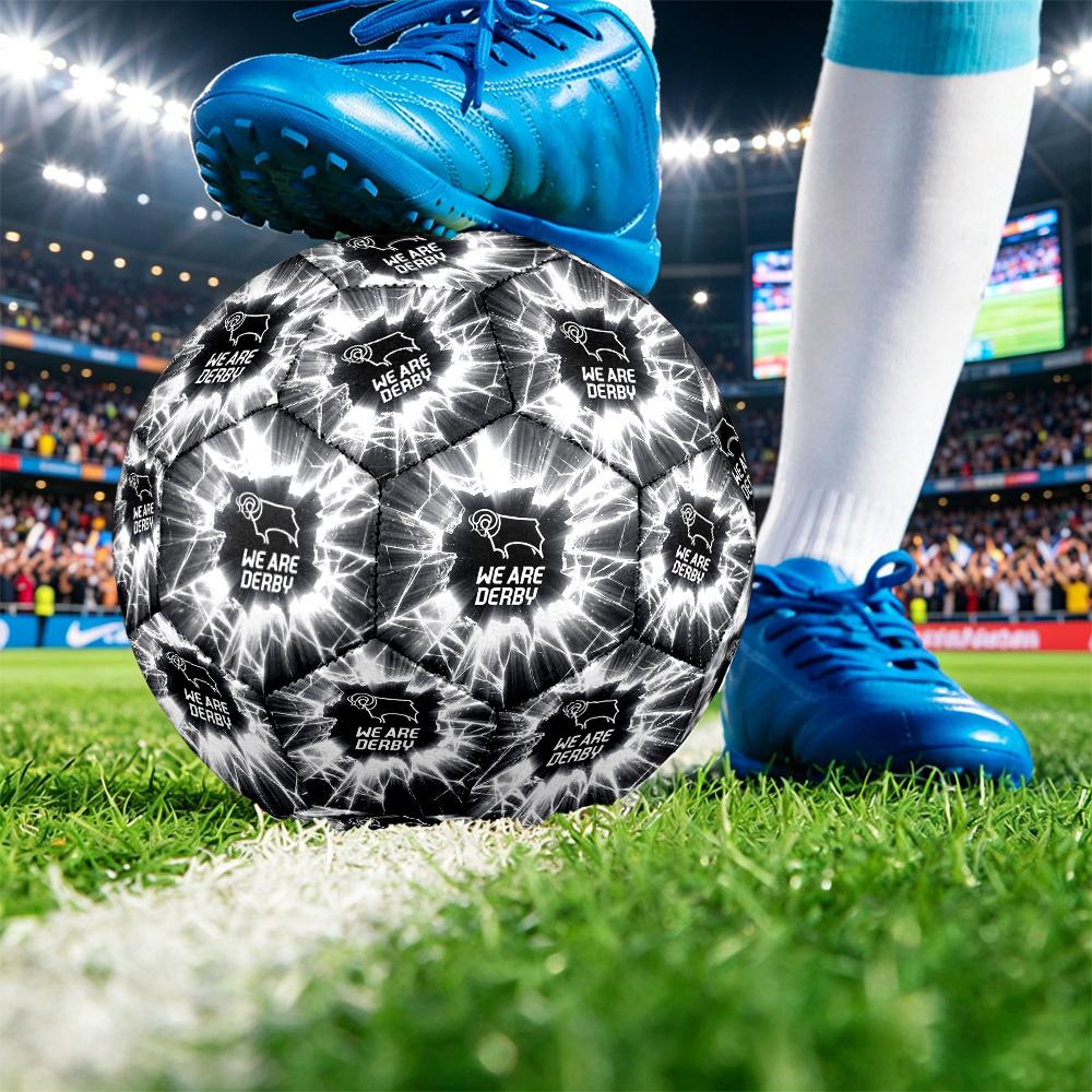 Derby County FootballPrinted Size 5 Soccer Bball, Anti Slip Adult Match Football Souvenir for Football Fans
