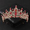 Baroque Red Crystal Tiaras and Crowns Prom Rhinestone Bridal Diadem Crown Taira for Women Wedding Hair Accessories Jewelry Crown