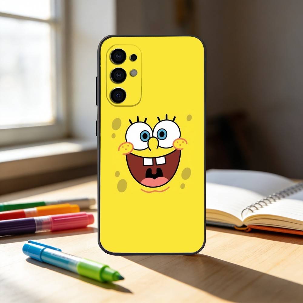 Animation S-Sponge Funny B-Bob Phone Case For Samsung S25,S24,S21,S22,S23,S30,Ultra,S20,Plus,Fe,Note,10,9,5G Black Cover Samsung S25ULTRA