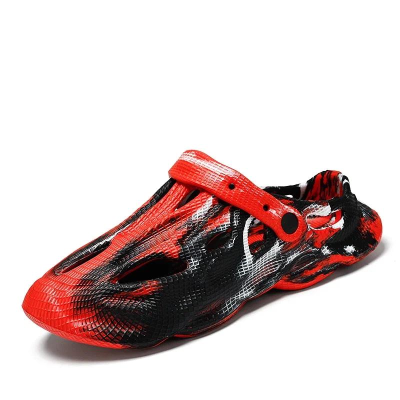 New Outdoor Anti Slip Tie Dyed Men's and Women's Slippers, Soft EVA, Hollow Beach Hole, Slippers, Summer, Designer