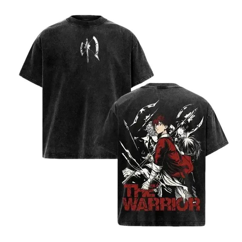 

Frieren Beyond Journey s End Stark Printed Tee Men Women Washed Cotton T-shirts Manga Vintage T Shirt Harajuku Male Loose Tshirt XXL чорний